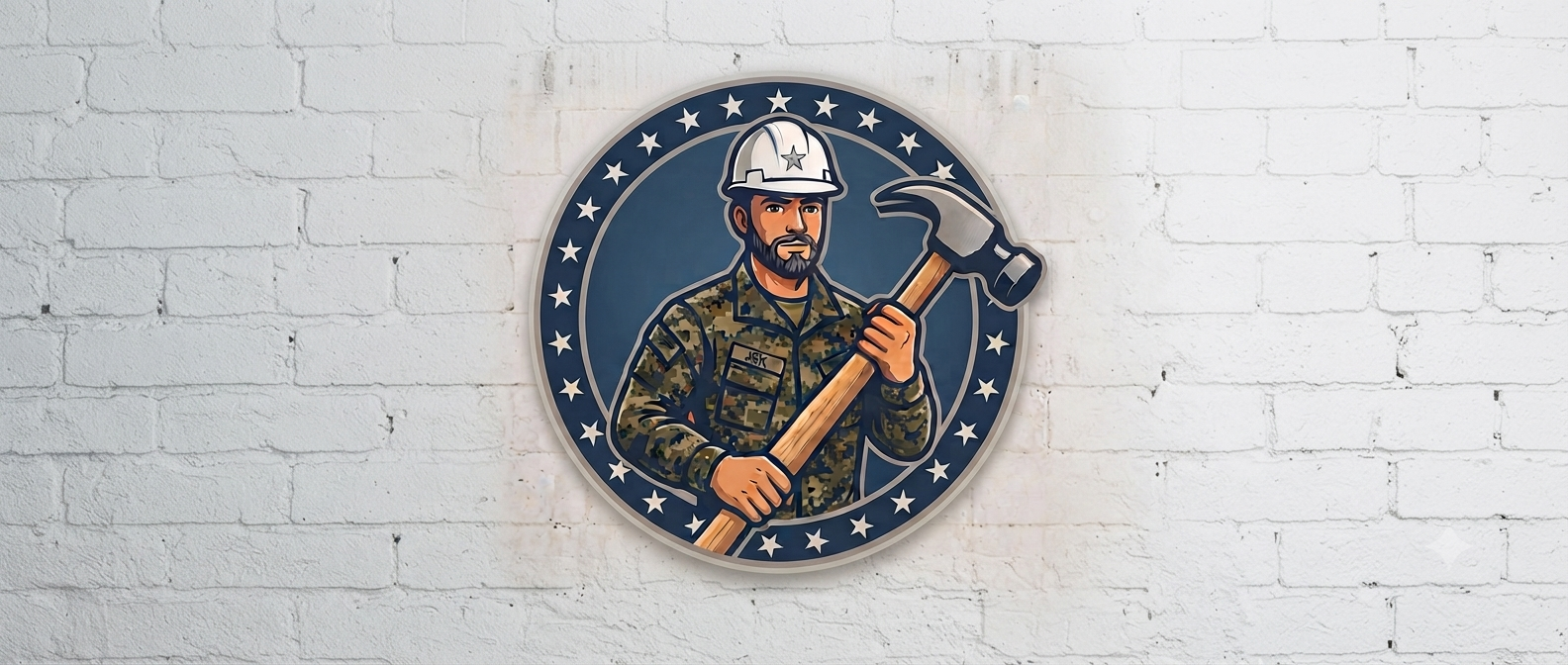 J. Kramer Contracting - Veteran owned home improvement and remodeling emblem on a brick wall